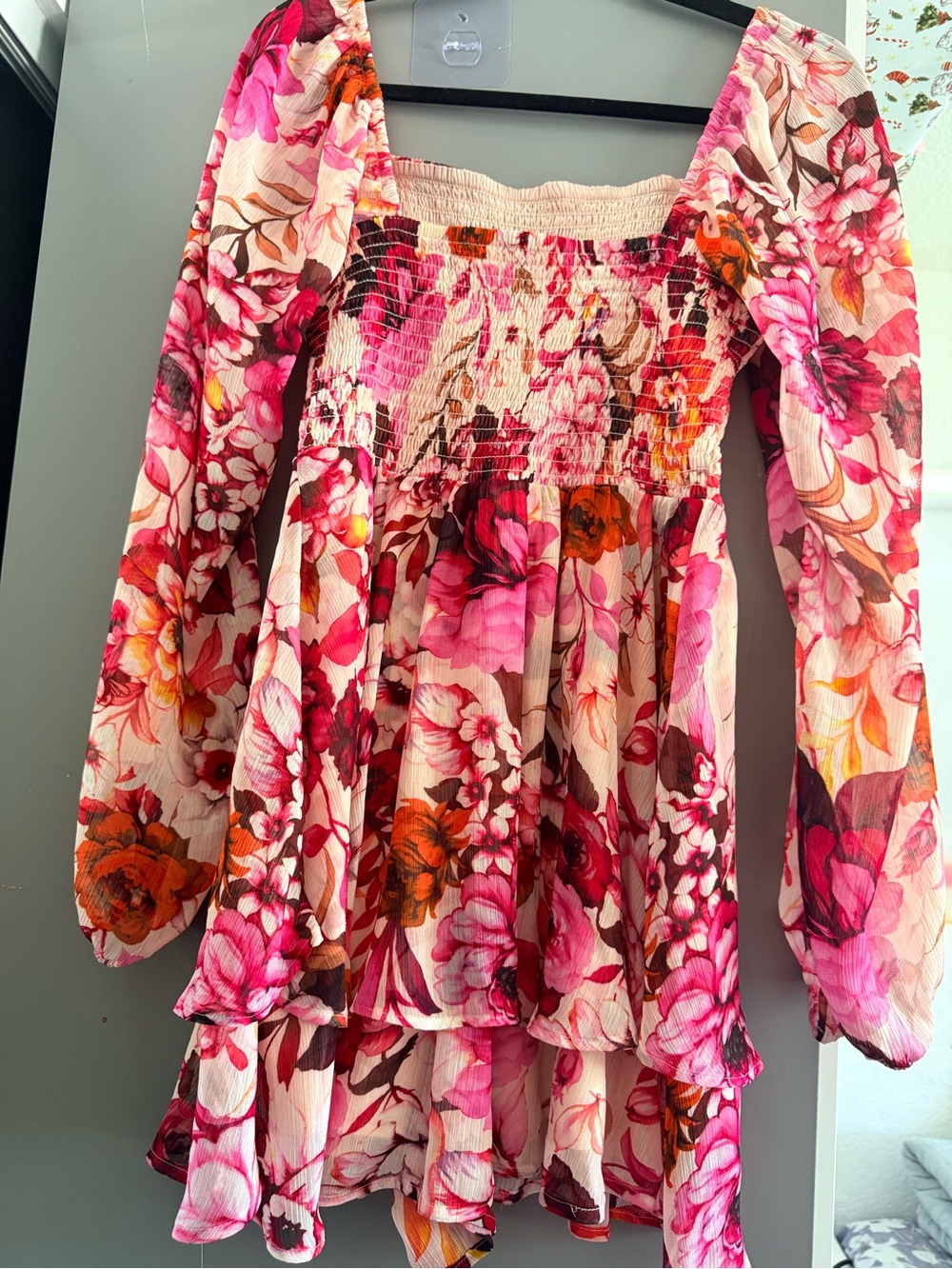 Pink Floral Romper Dress